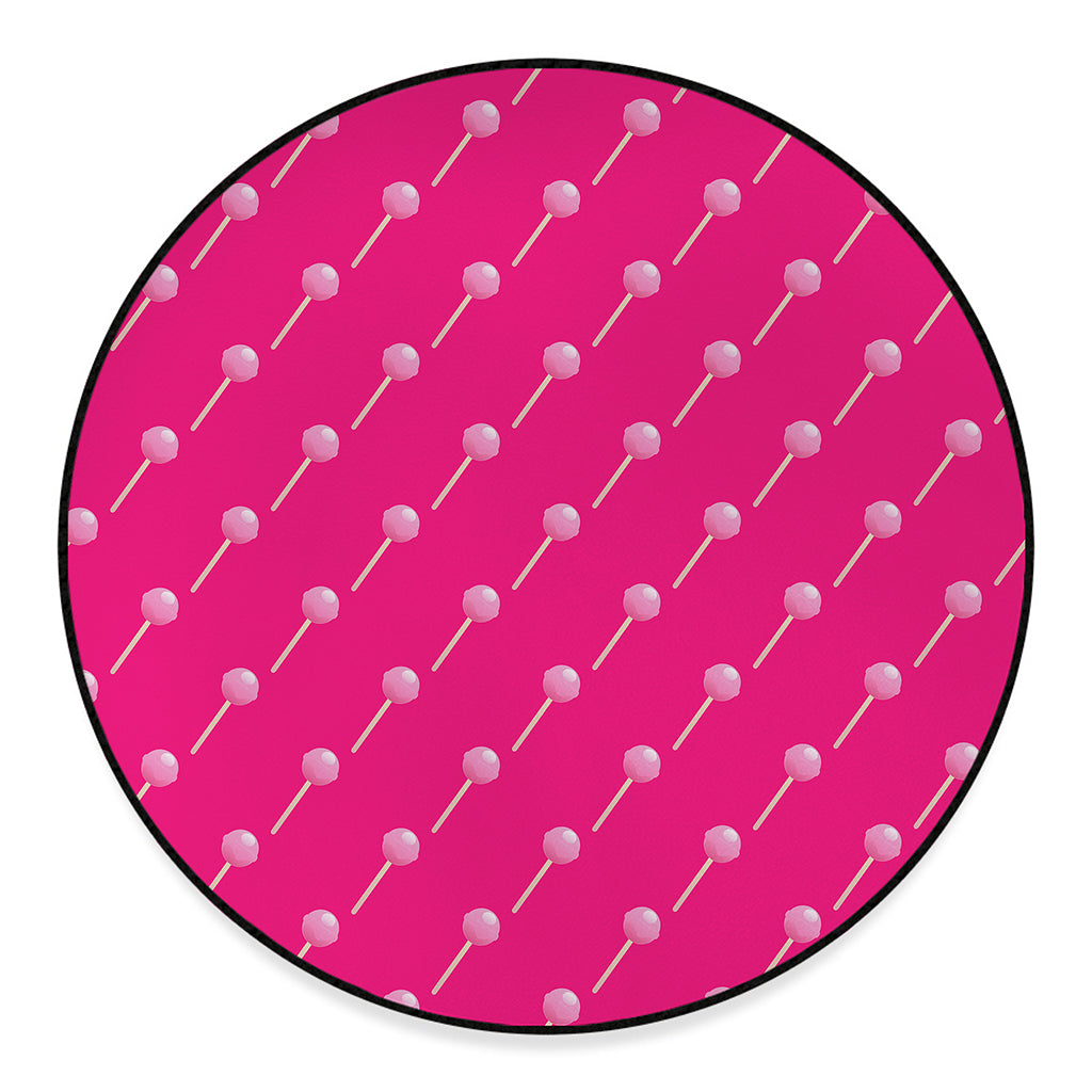 Pink Sweet Lollipop Pattern Print Round Floor Mat