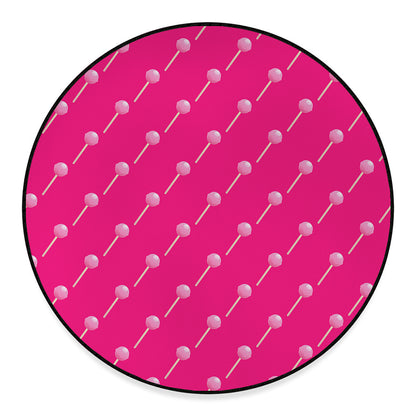 Pink Sweet Lollipop Pattern Print Round Floor Mat