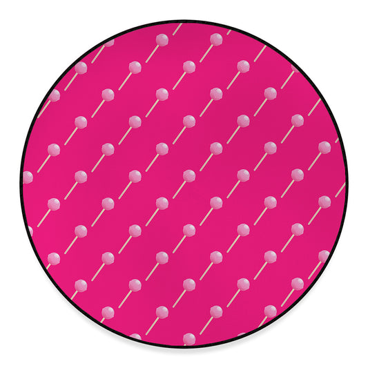 Pink Sweet Lollipop Pattern Print Round Floor Mat