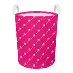 Pink Sweet Lollipop Pattern Print Round Laundry Basket