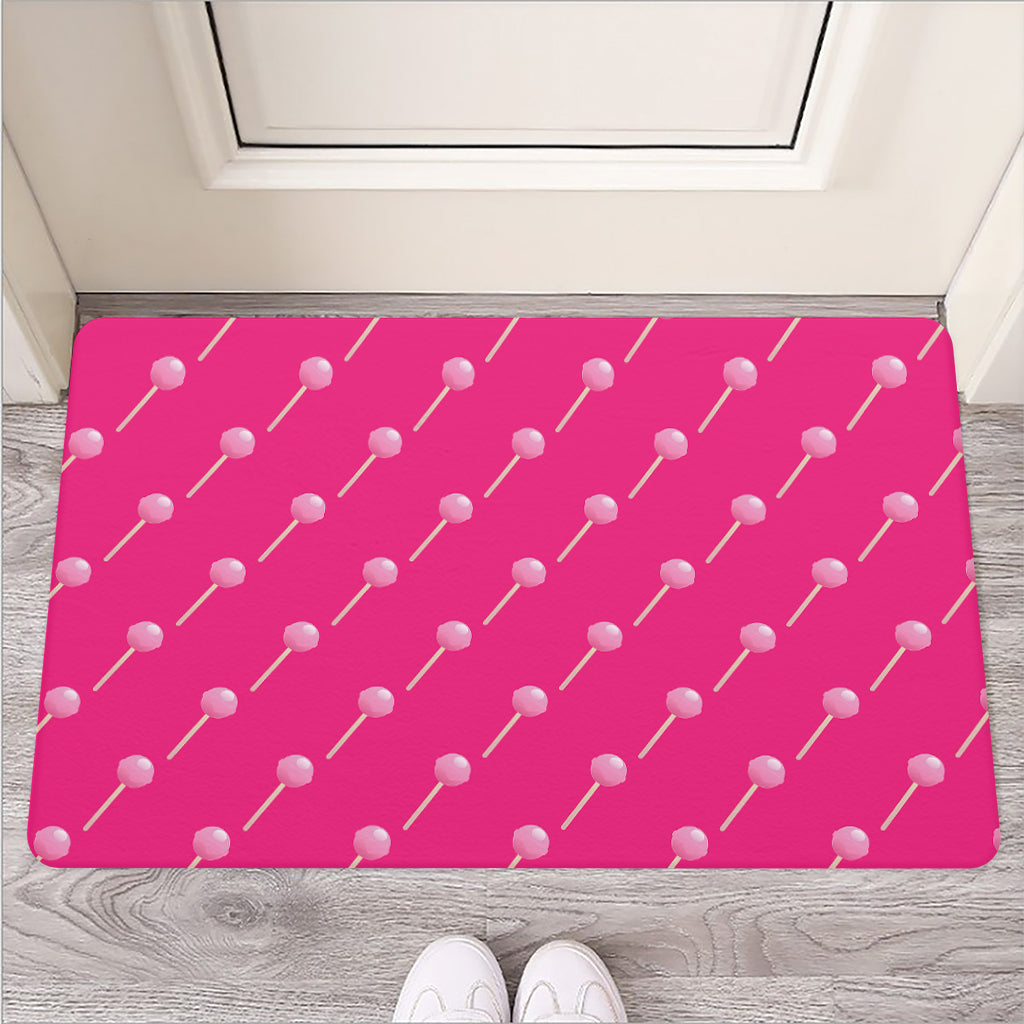 Pink Sweet Lollipop Pattern Print Rubber Doormat
