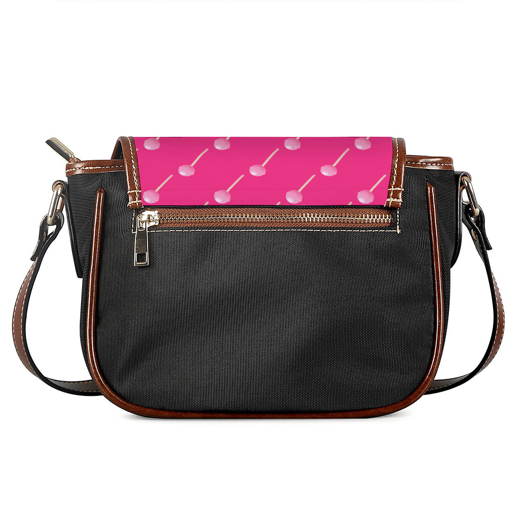 Pink Sweet Lollipop Pattern Print Saddle Bag