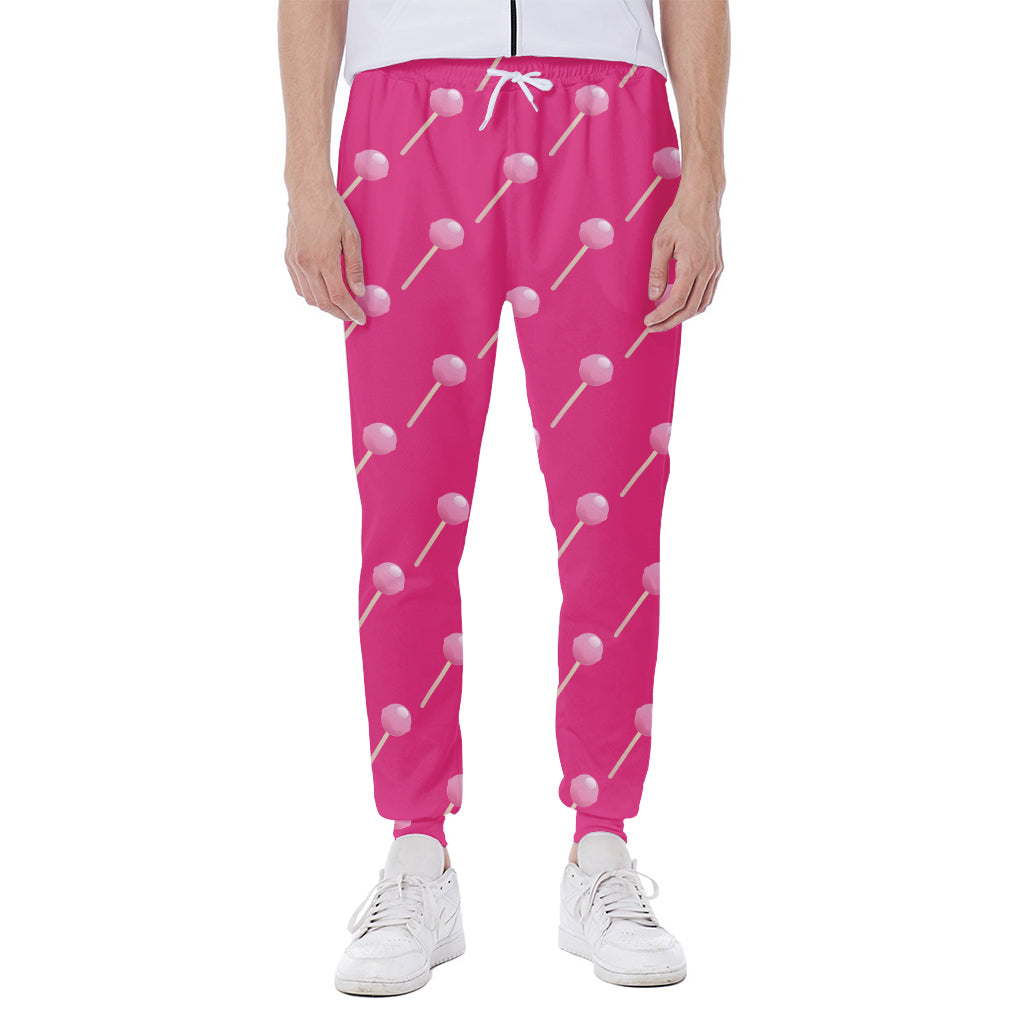 Pink Sweet Lollipop Pattern Print Scuba Joggers