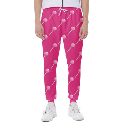 Pink Sweet Lollipop Pattern Print Scuba Joggers