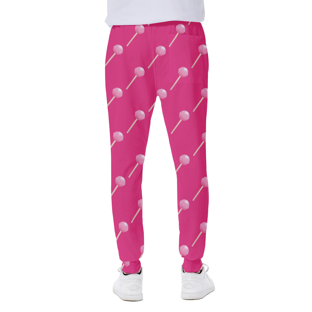 Pink Sweet Lollipop Pattern Print Scuba Joggers