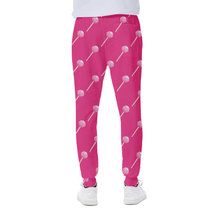 Pink Sweet Lollipop Pattern Print Scuba Joggers