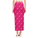 Pink Sweet Lollipop Pattern Print Side Slit Maxi Skirt