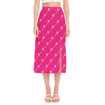Pink Sweet Lollipop Pattern Print Side Slit Midi Skirt