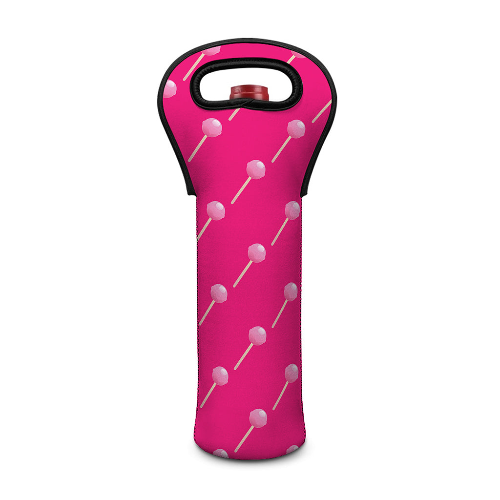 Pink Sweet Lollipop Pattern Print Single Neoprene Wine Tote