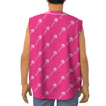 Pink Sweet Lollipop Pattern Print Sleeveless Baseball Jersey