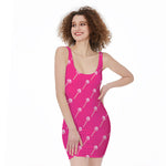 Pink Sweet Lollipop Pattern Print Sleeveless Bodycon Dress