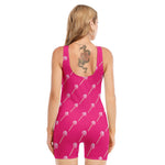 Pink Sweet Lollipop Pattern Print Sleeveless One Piece Swimsuit