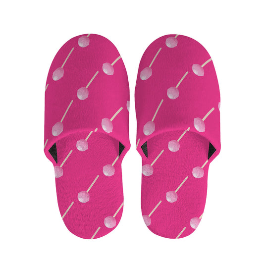 Pink Sweet Lollipop Pattern Print Slippers