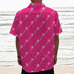 Pink Sweet Lollipop Pattern Print Textured Short Sleeve Shirt