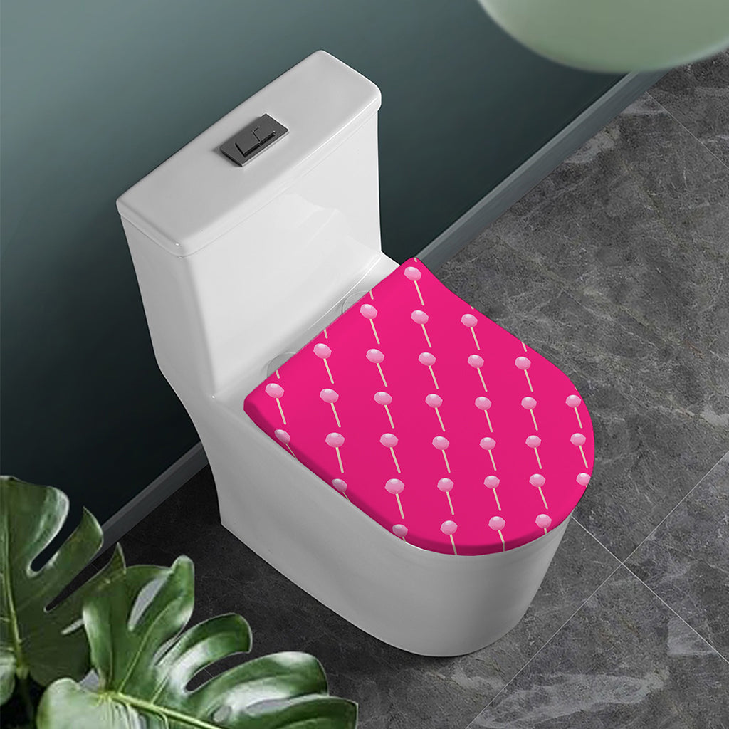Pink Sweet Lollipop Pattern Print Toilet Lid Cover