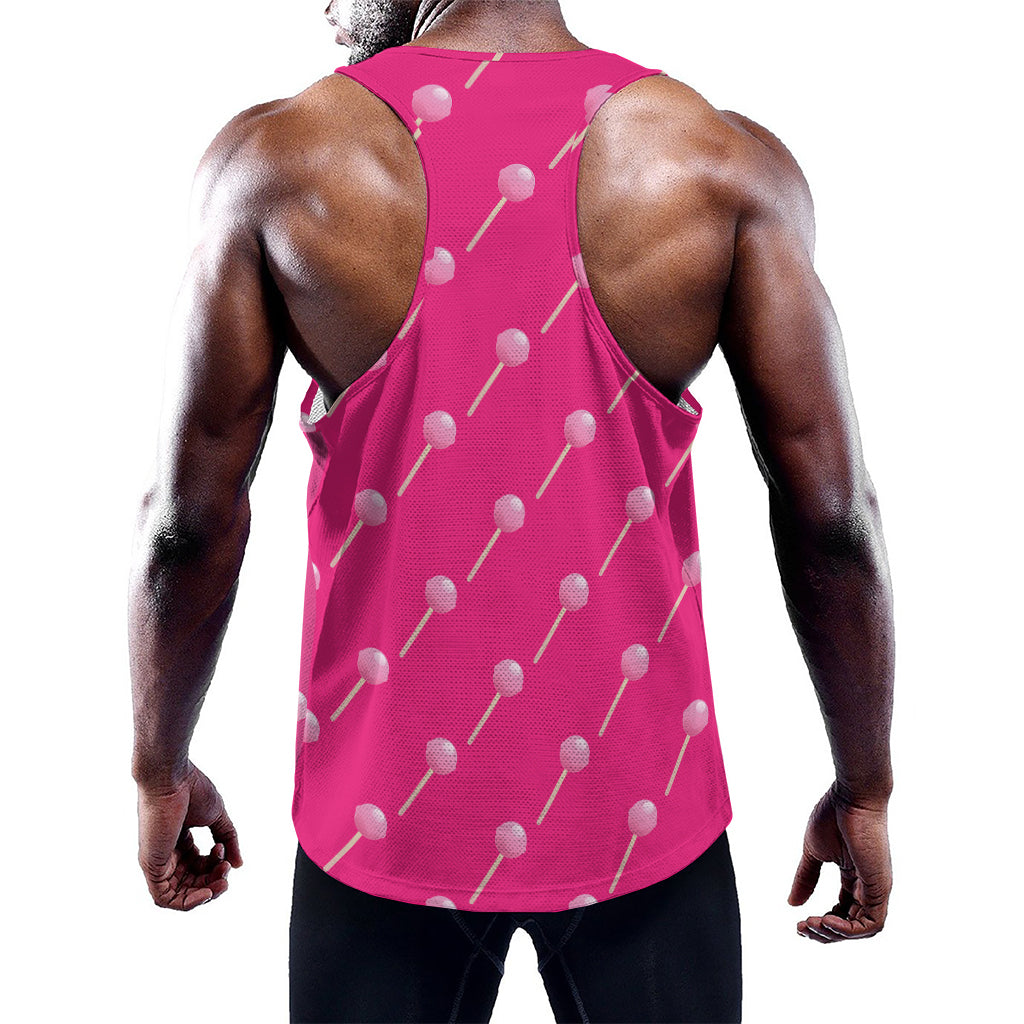 Pink Sweet Lollipop Pattern Print Training Tank Top