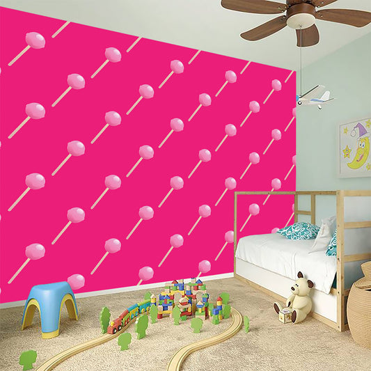 Pink Sweet Lollipop Pattern Print Wall Sticker