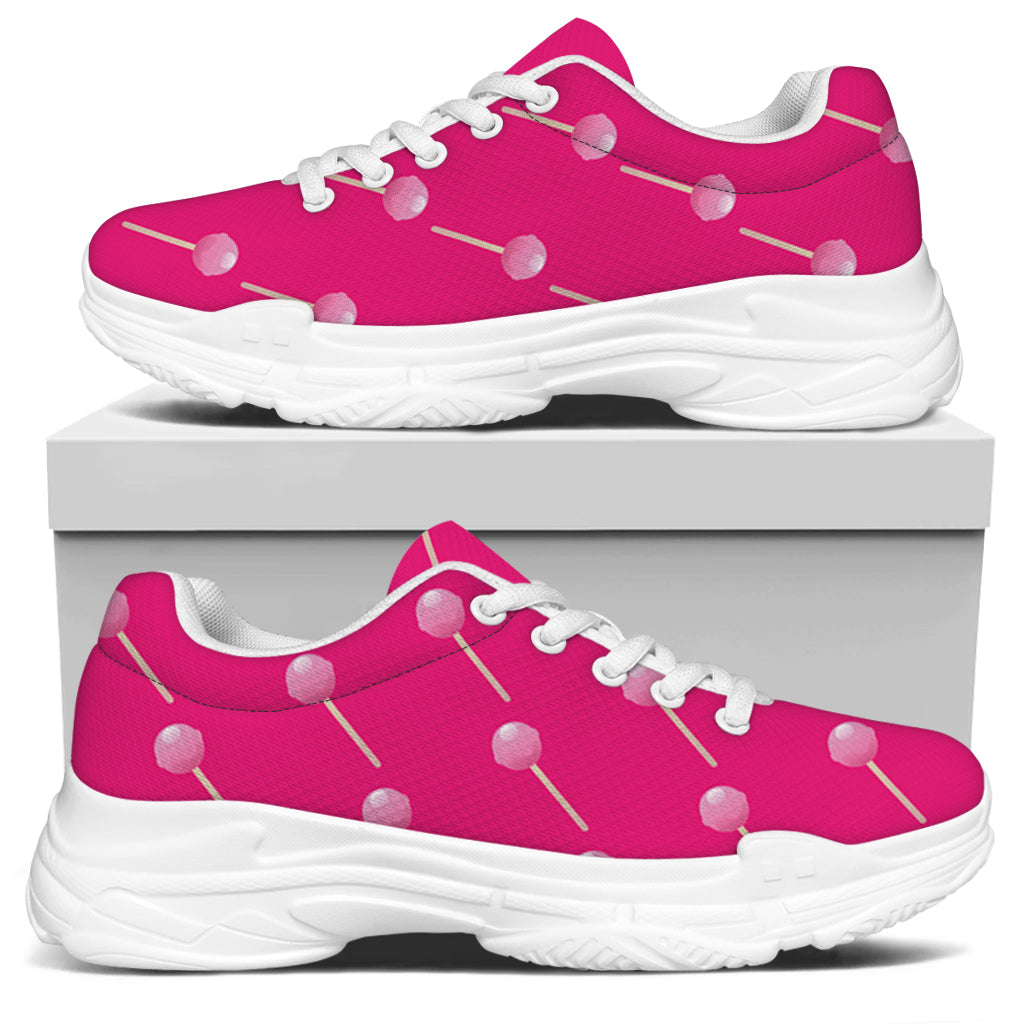 Pink Sweet Lollipop Pattern Print White Chunky Shoes