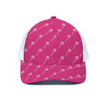 Pink Sweet Lollipop Pattern Print White Mesh Trucker Cap