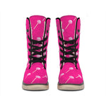 Pink Sweet Lollipop Pattern Print Winter Boots