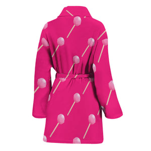 Pink Sweet Lollipop Pattern Print Women's Bathrobe