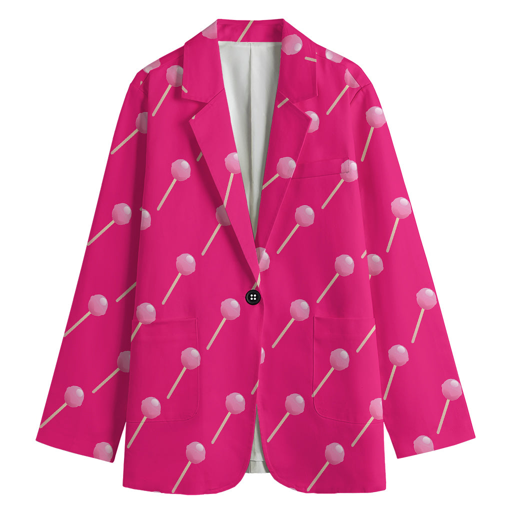 Pink Sweet Lollipop Pattern Print Women's Blazer