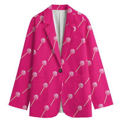 Pink Sweet Lollipop Pattern Print Women's Blazer