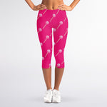 Pink Sweet Lollipop Pattern Print Women's Capri Leggings