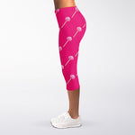 Pink Sweet Lollipop Pattern Print Women's Capri Leggings