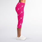Pink Sweet Lollipop Pattern Print Women's Capri Leggings