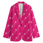 Pink Sweet Lollipop Pattern Print Women's Cotton Blazer