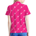 Pink Sweet Lollipop Pattern Print Women's Polo Shirt