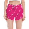 Pink Sweet Lollipop Pattern Print Women's Split Running Shorts