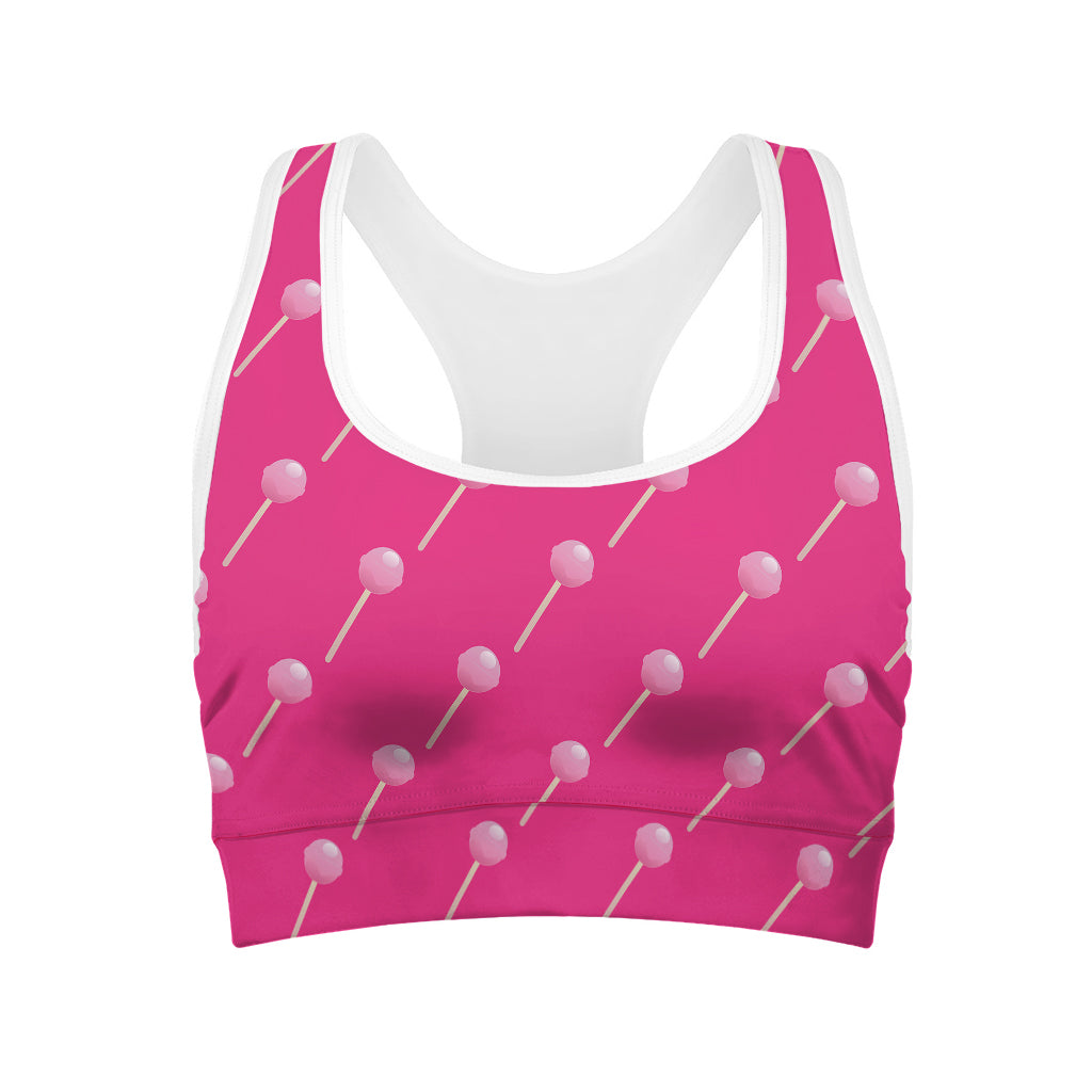 Pink Sweet Lollipop Pattern Print Women's Sports Bra