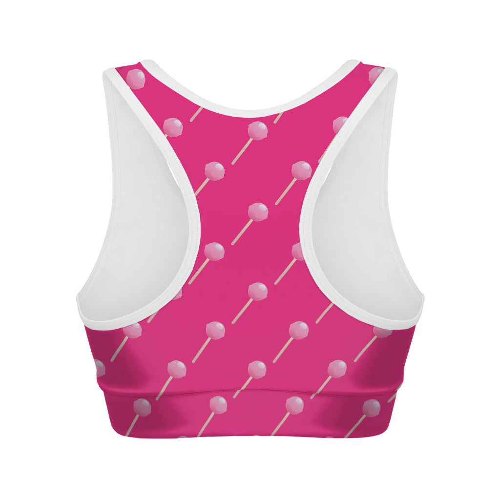 Pink Sweet Lollipop Pattern Print Women's Sports Bra