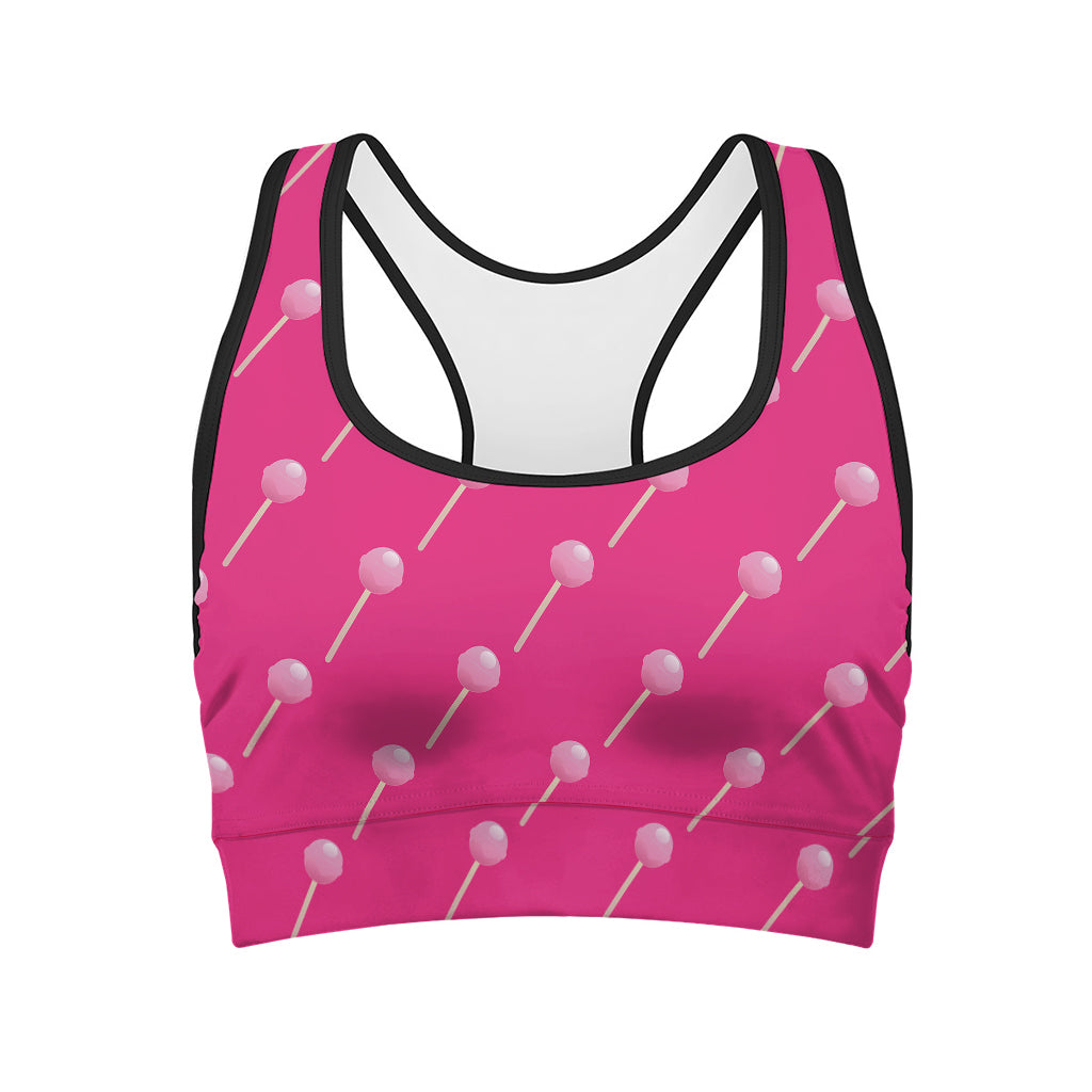 Pink Sweet Lollipop Pattern Print Women's Sports Bra
