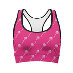 Pink Sweet Lollipop Pattern Print Women's Sports Bra