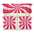 Pink Swirl Candy Print 3 Piece Kitchen Curtains