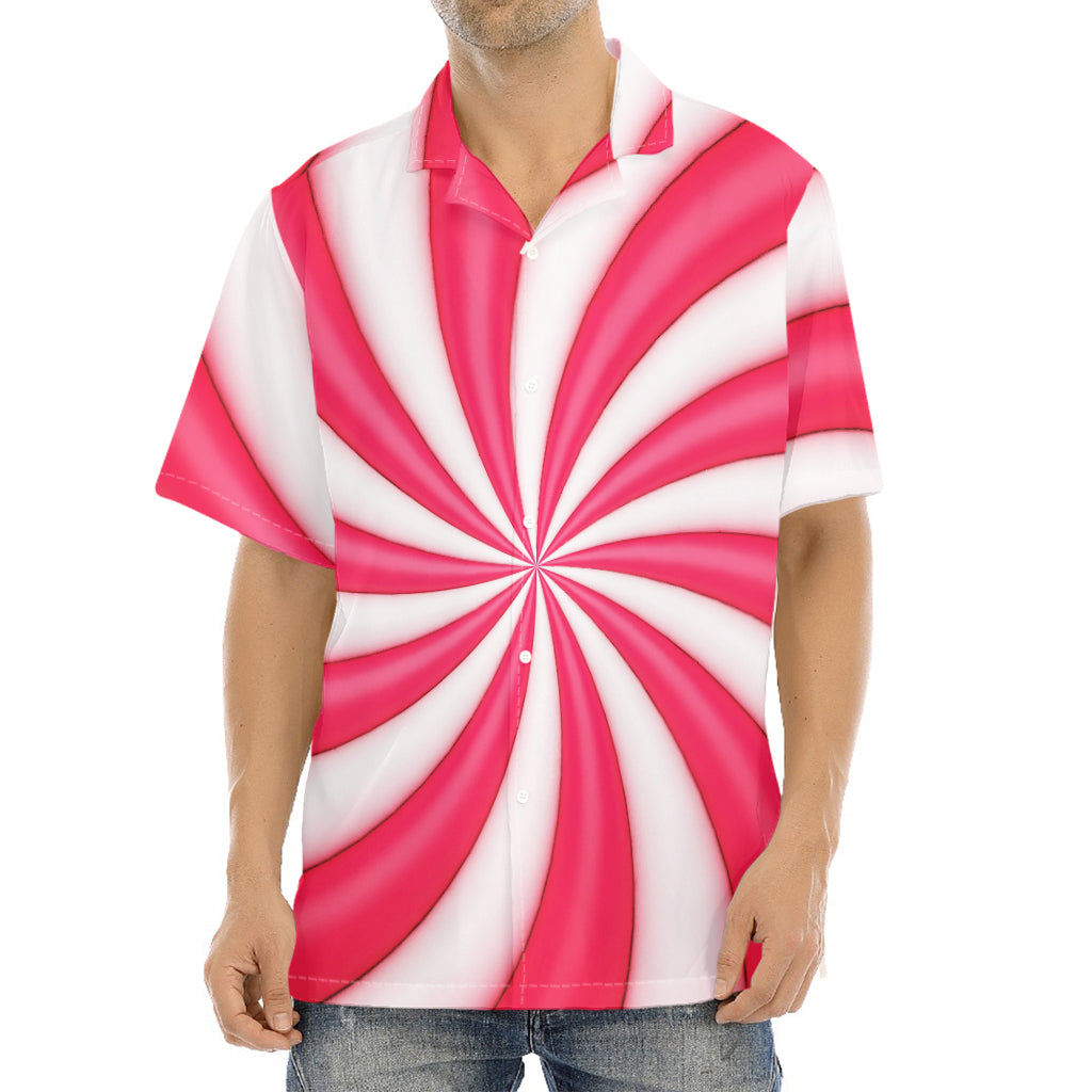 Pink Swirl Candy Print Aloha Shirt