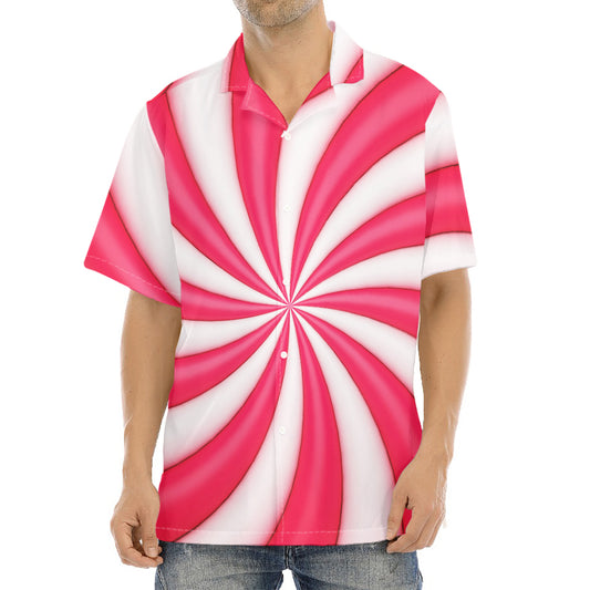 Pink Swirl Candy Print Aloha Shirt