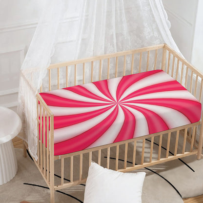 Pink Swirl Candy Print Baby Crib Sheet