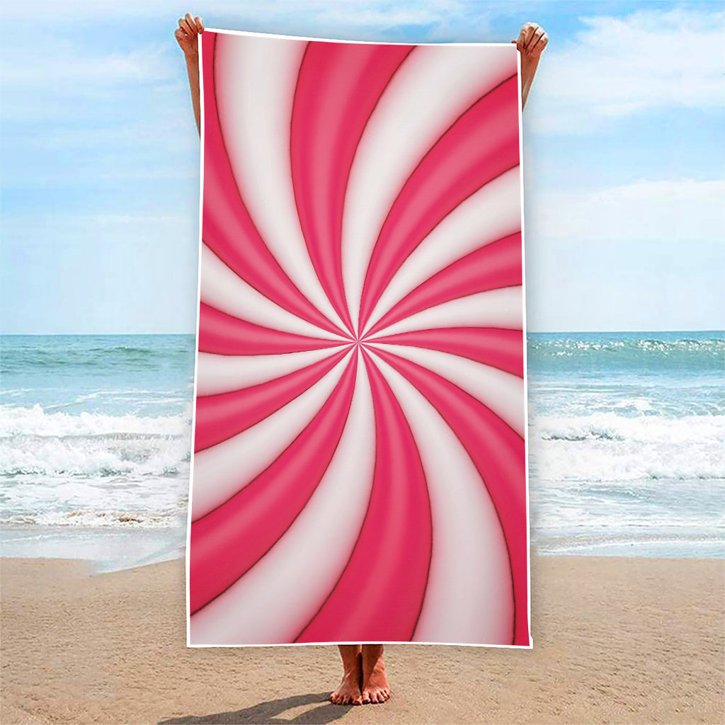 Pink Swirl Candy Print Beach Towel