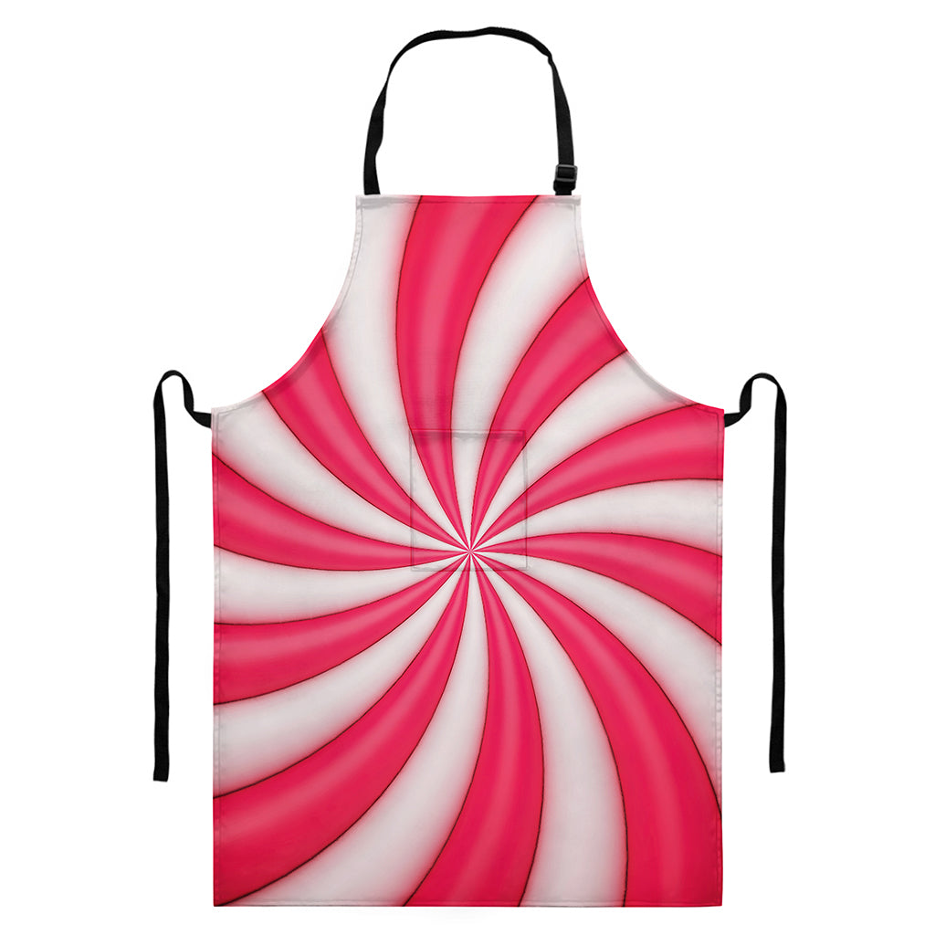 Pink Swirl Candy Print Bib Apron With Pocket