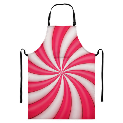 Pink Swirl Candy Print Bib Apron With Pocket