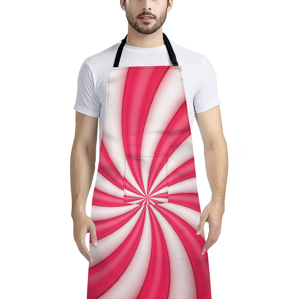 Pink Swirl Candy Print Bib Apron With Pocket