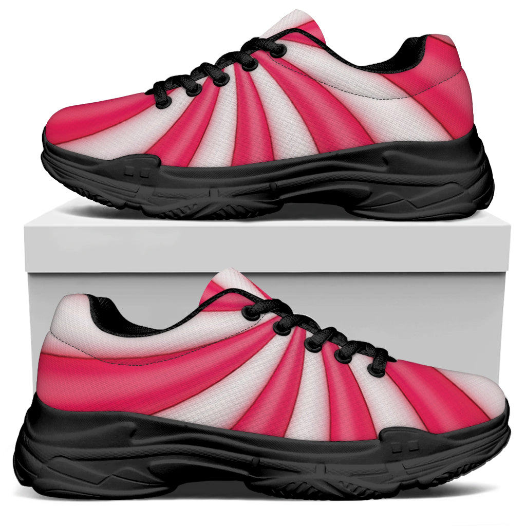 Pink Swirl Candy Print Black Chunky Shoes