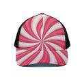 Pink Swirl Candy Print Black Mesh Trucker Hat