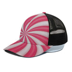 Pink Swirl Candy Print Black Mesh Trucker Cap