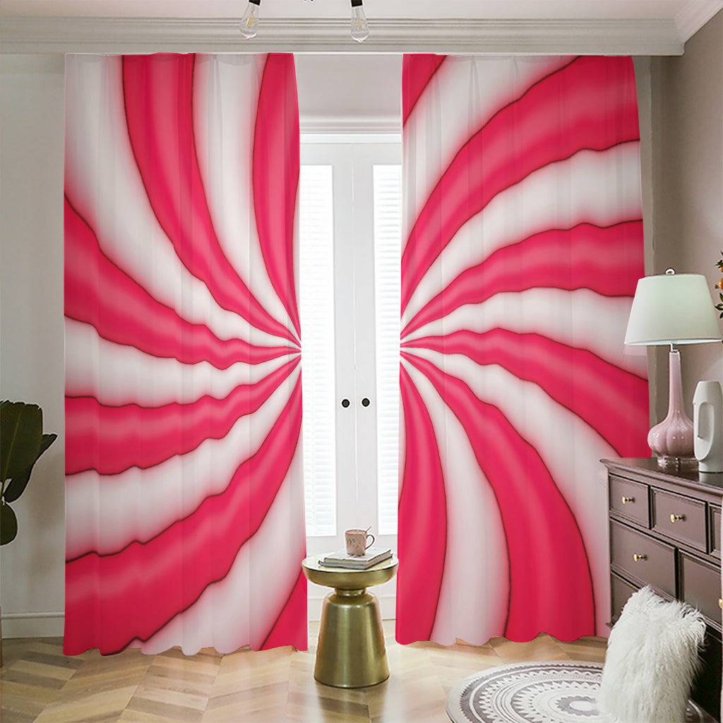 Pink Swirl Candy Print Blackout Pencil Pleat Curtains