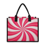 Pink Swirl Candy Print Canvas Tote Bag